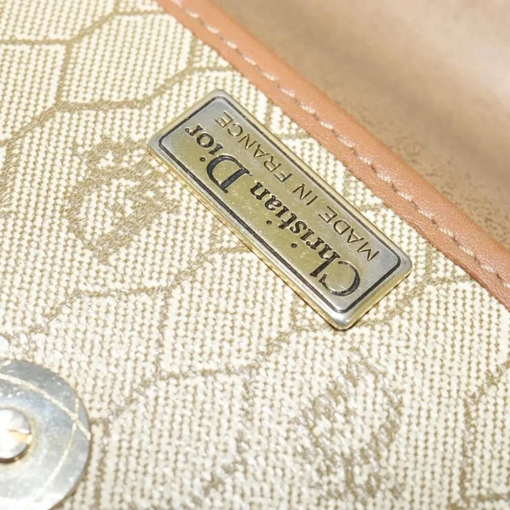 Christian Dior Honeycomb Canvas Shoulder Bag PVC Beige Gold Auth 136410 - Picture 12 of 15